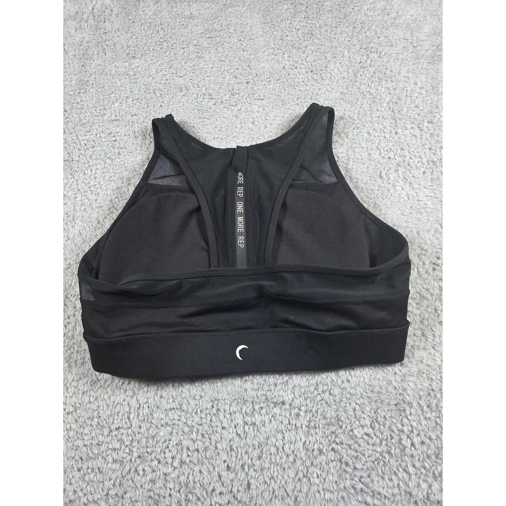 ZYIA Active Sports Bra XL Black Womens High Neck Mesh Racerback Zipper - Picture 3 of 8